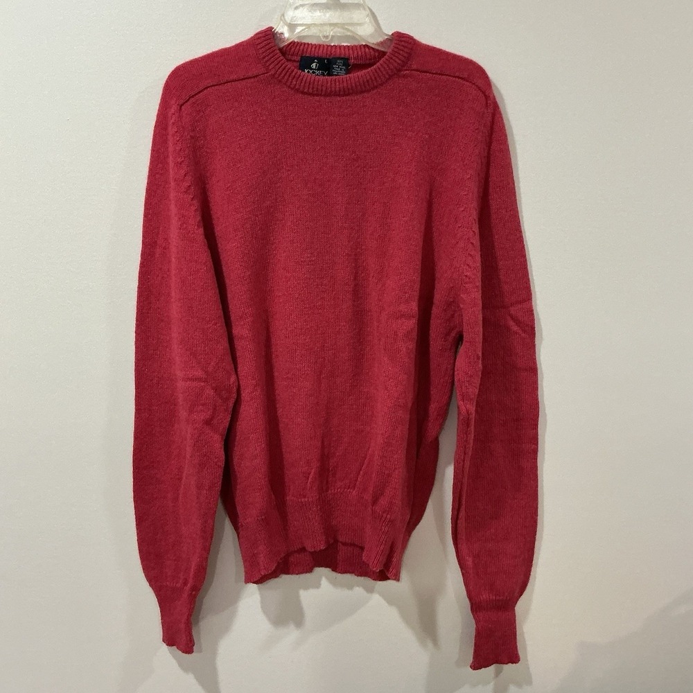 Men's Vintage Jockey Large 100% Pure New Wool Sweater Orange Rust Gorpcore‎